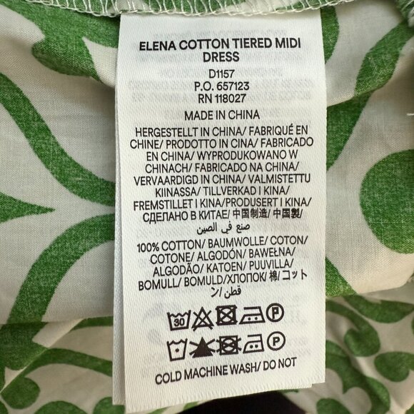 Boden Elena Cotton Tiered Midi Dress Womens 16-18 Paradise Green Ivy Trellis NWT - Picture 16 of 16